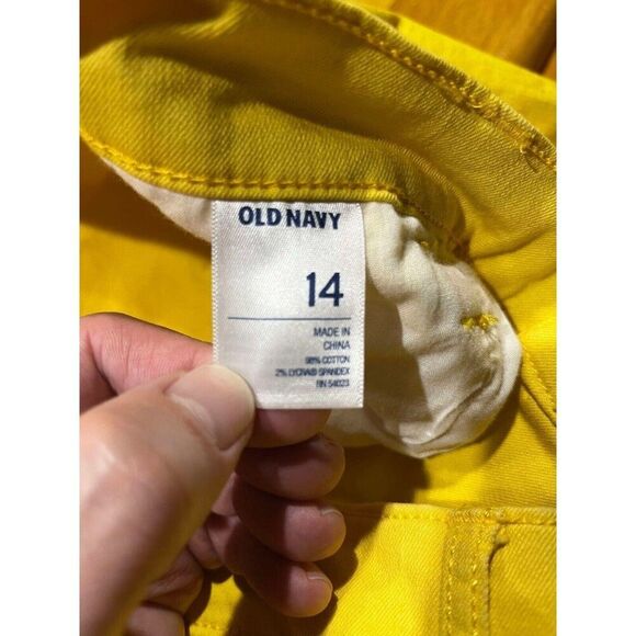 Old Navy Jeans Women's Size 14 Yellow Rockstar Straight Mid Rise Denim - Picture 4 of 8